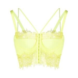 NWT Versace Runway Floral Lace Crop Top 38 US 2 Bustier Corset Yellow $2,225